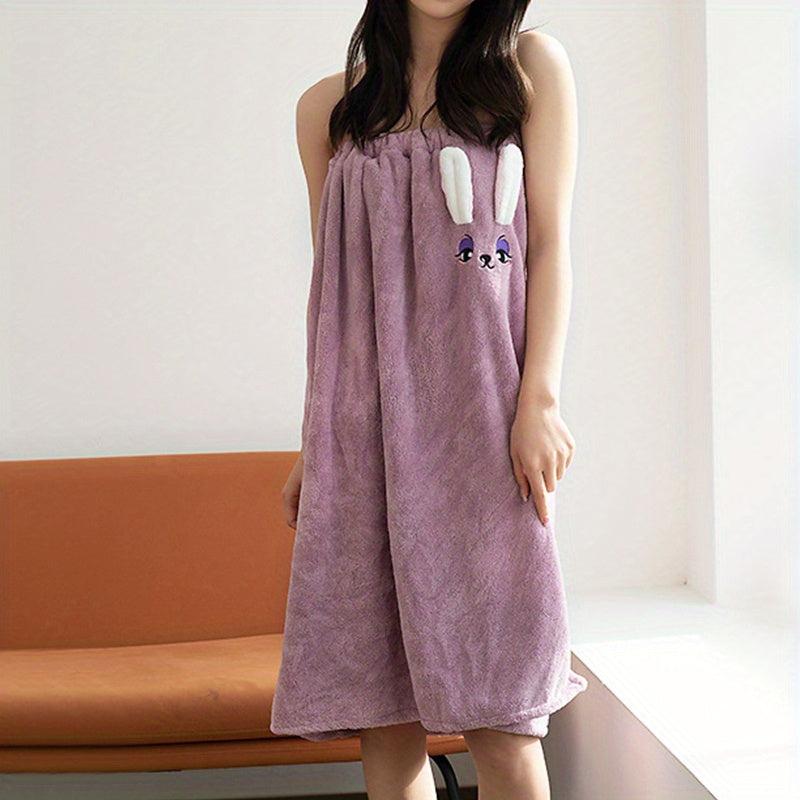 Cat Bathrobe Embroidered Bath Wrap Towel Women's Wearable Bath Towel