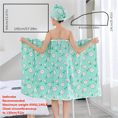 2pcs Coral Velvet Bath Wrap Towel & Hair Cap