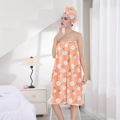 2pcs Coral Velvet Bath Wrap Towel & Hair Cap