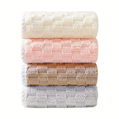 2pcs Coral Fleece Towel Set Soft & Absorbent Bath & Hand Towels Solid Towel Set