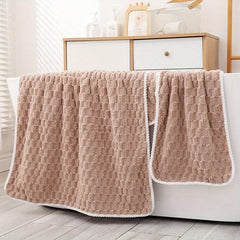 2pcs Coral Fleece Towel Set Soft & Absorbent Bath & Hand Towels Solid Towel Set