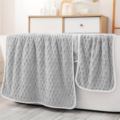 2pcs Coral Fleece Towel Set Soft & Absorbent Bath & Hand Towels Solid Towel Set