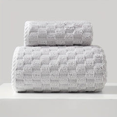 2pcs Coral Fleece Towel Set Soft & Absorbent Bath & Hand Towels Solid Towel Set