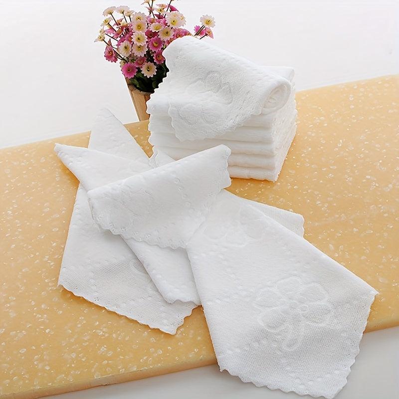 10pcs Flower Embossed Washcloth Soft Microfiber Napkins Small Square Towel