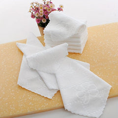 10pcs Flower Embossed Washcloth Soft Microfiber Napkins Small Square Towel