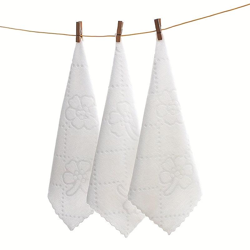 10pcs Flower Embossed Washcloth Soft Microfiber Napkins Small Square Towel