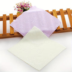 10pcs Flower Embossed Washcloth Soft Microfiber Napkins Small Square Towel