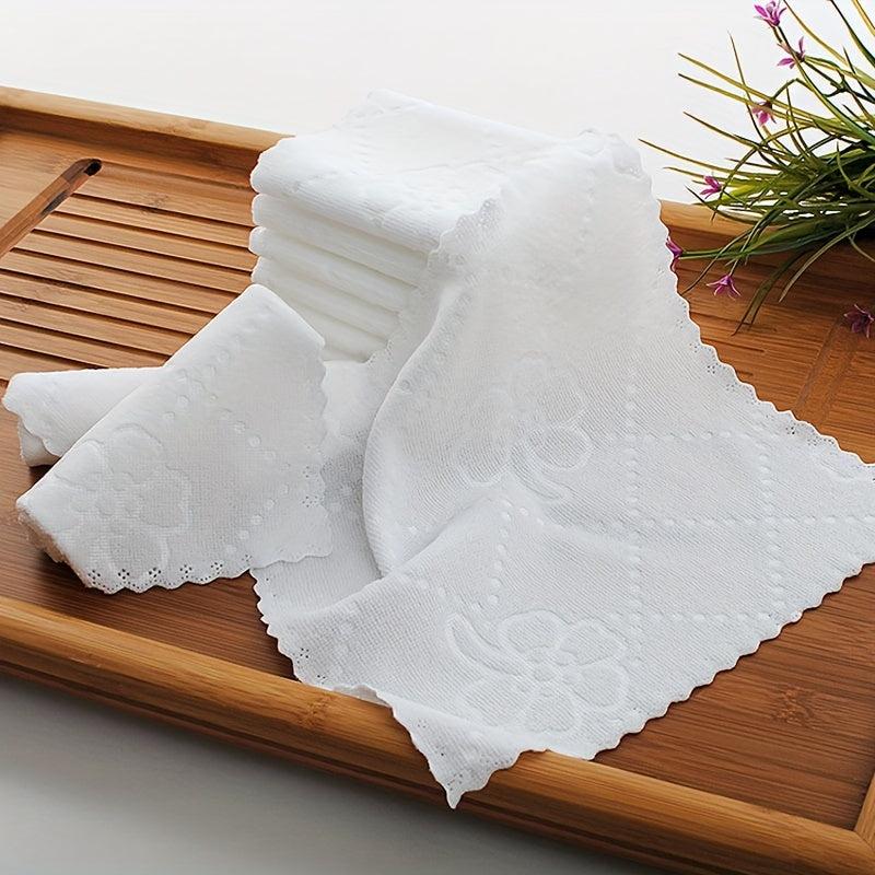 10pcs Flower Embossed Washcloth Soft Microfiber Napkins Small Square Towel