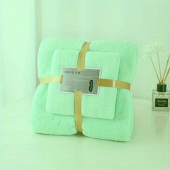2pcs Solid Towel Set Soft Hand Towel Bath Towel Quick Drying Absorbent Towels