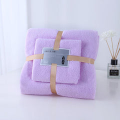 2pcs Solid Towel Set Soft Hand Towel Bath Towel Quick Drying Absorbent Towels