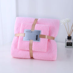 2pcs Solid Towel Set Soft Hand Towel Bath Towel Quick Drying Absorbent Towels