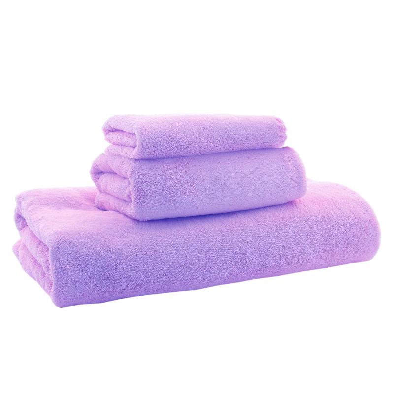 3pcs Coral Velvet Towel Set Highly Absorbent for Bathroom