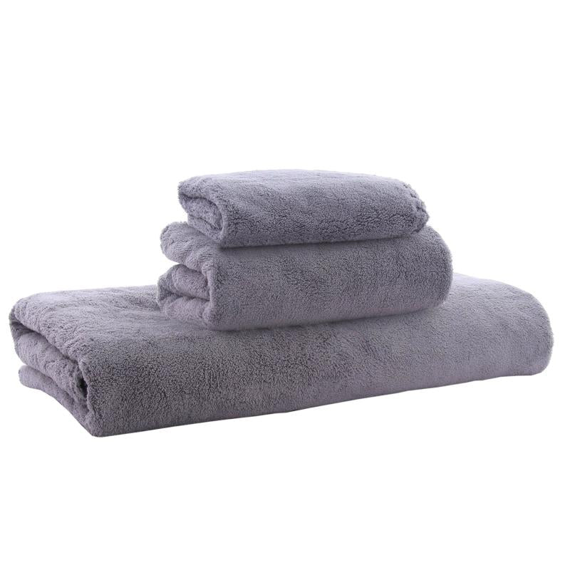 3pcs Coral Velvet Towel Set Highly Absorbent for Bathroom