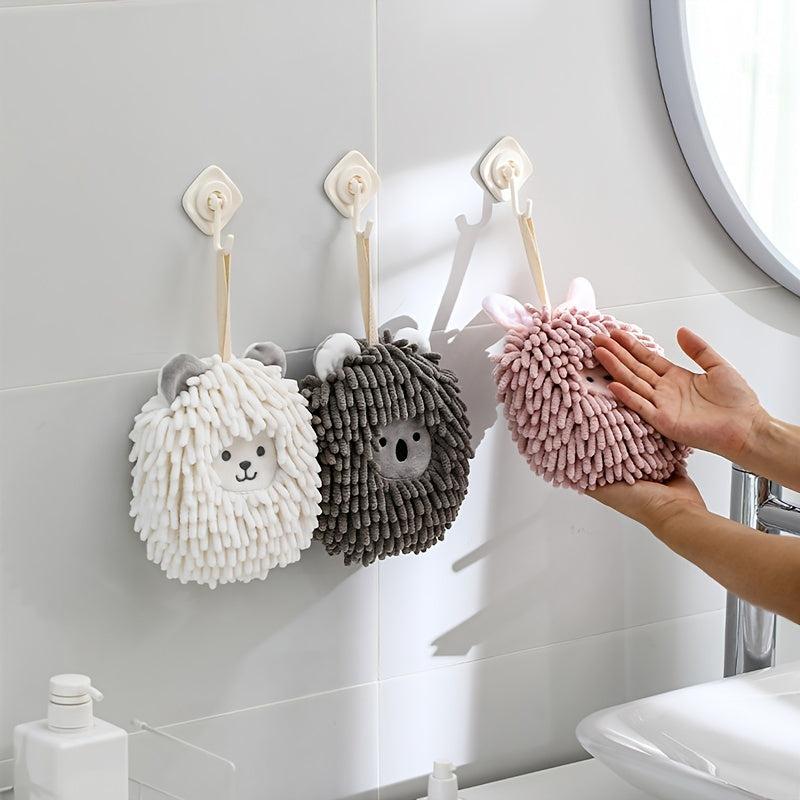 1pc Cartoon Hanging Towel Quick Drying Chenille Lovely Rag Thickened Towel