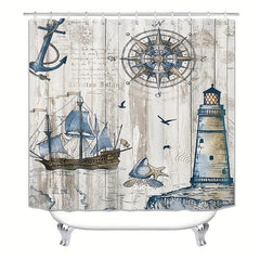 3pcs Waterproof Shower Curtain with Non Slip Bathroom Rug Complete Set