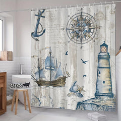 3pcs Waterproof Shower Curtain with Non Slip Bathroom Rug Complete Set