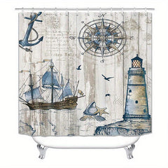3pcs Waterproof Shower Curtain with Non Slip Bathroom Rug Complete Set