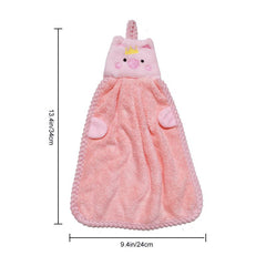 Soft Coral Fleece Piggy Hand Towel for Kitchen Use