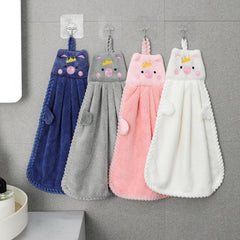 Soft Coral Fleece Piggy Hand Towel for Kitchen Use