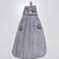 Soft Coral Fleece Piggy Hand Towel for Kitchen Use