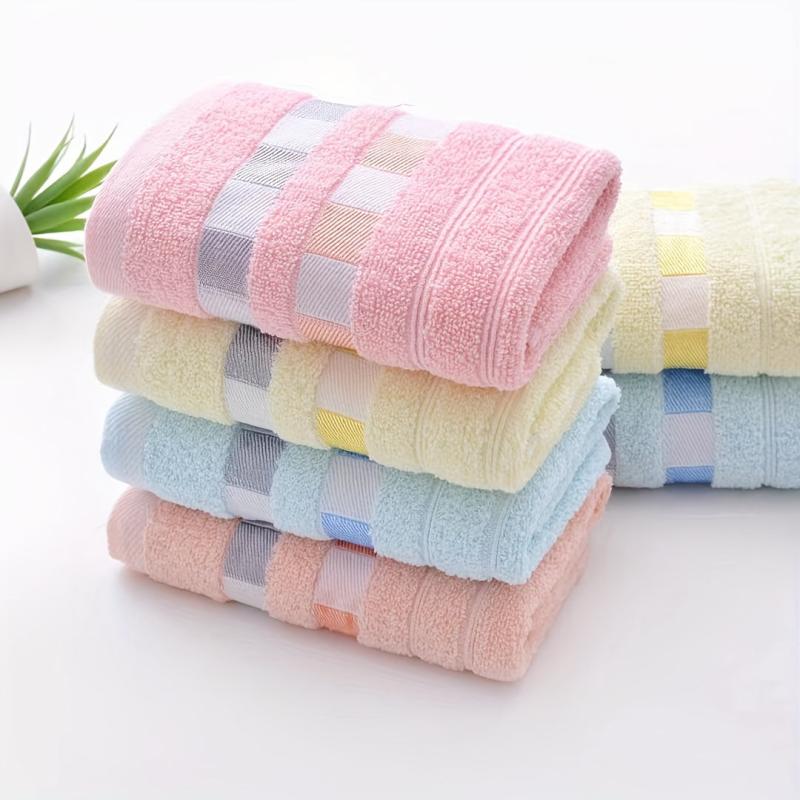 Soft Plaid Pattern Hand Towel for Home Bathroom, Skin-friendly Face Towel