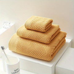 3pcs Pure Cotton Towel Set Bath Square Face Household Absorbent Quick Drying