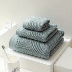 3pcs Pure Cotton Towel Set Bath Square Face Household Absorbent Quick Drying