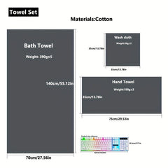 3pcs Pure Cotton Towel Set Bath Square Face Household Absorbent Quick Drying