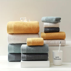 3pcs Pure Cotton Towel Set Bath Square Face Household Absorbent Quick Drying