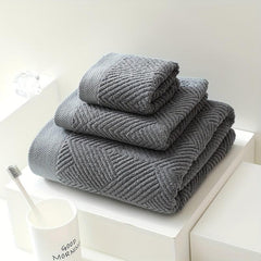 3pcs Pure Cotton Towel Set Bath Square Face Household Absorbent Quick Drying