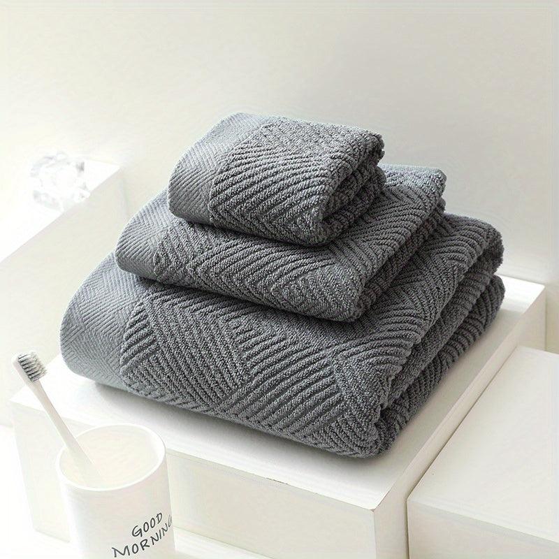 3pcs Pure Cotton Towel Set Bath Square Face Household Absorbent Quick Drying
