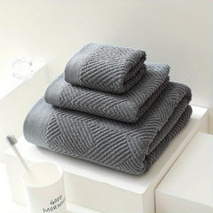 3pcs Pure Cotton Towel Set Bath Square Face Household Absorbent Quick Drying