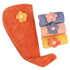 Flower Coral Velvet Hair Towel - Quick Drying Hair Towel Wrap