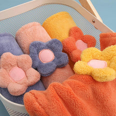 Flower Coral Velvet Hair Towel - Quick Drying Hair Towel Wrap