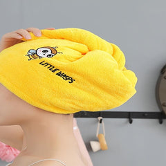 Animal Embroidery Hair Towel Soft Drying Cap Coral Fleece Hair Towel