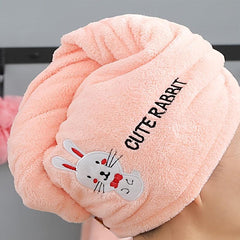 Animal Embroidery Hair Towel Soft Drying Cap Coral Fleece Hair Towel