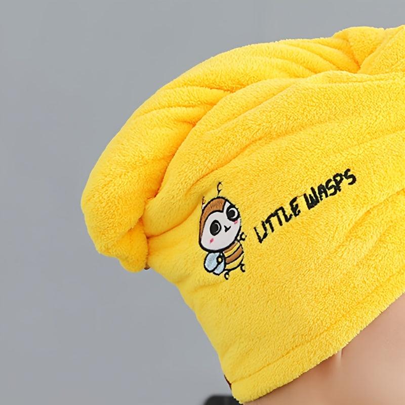 Animal Embroidery Hair Towel Soft Drying Cap Coral Fleece Hair Towel