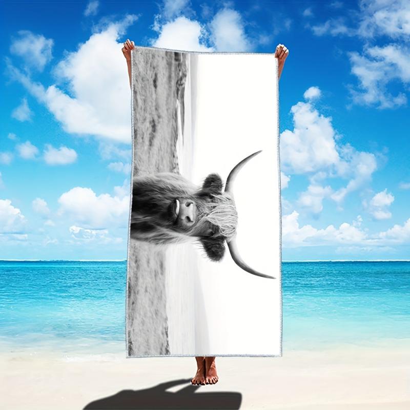 Highland Cow Beach Towels Microfiber Absorbent Bath Towel for Travel Swim Yoga