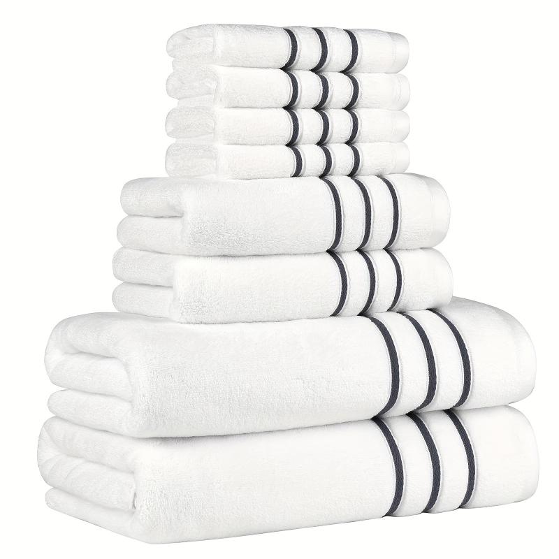 8pcs Soft Cotton Towel Set Bathroom Towels - 2 Bath, 2 Hand, 4 Face
