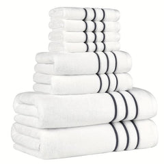 8pcs Soft Cotton Towel Set Bathroom Towels - 2 Bath, 2 Hand, 4 Face