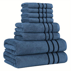 8pcs Soft Cotton Towel Set Bathroom Towels - 2 Bath, 2 Hand, 4 Face