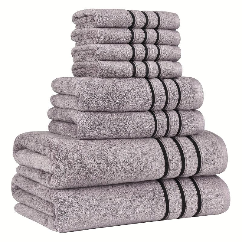 8pcs Soft Cotton Towel Set Bathroom Towels - 2 Bath, 2 Hand, 4 Face