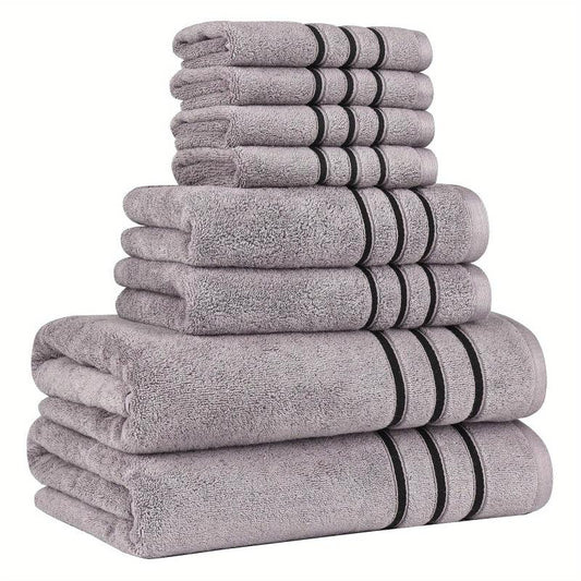 8pcs Soft Cotton Towel Set Bathroom Towels - 2 Bath, 2 Hand, 4 Face