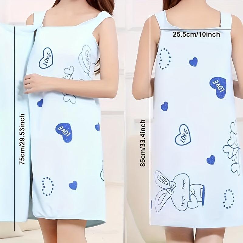 Rabbit Pattern Bath Towel for Adults Absorbent Quick Drying Bathrobe