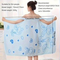 Rabbit Pattern Bath Towel for Adults Absorbent Quick Drying Bathrobe