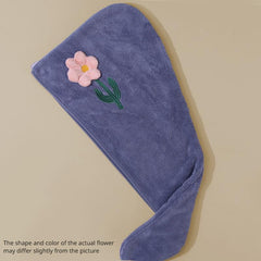 Flower Embroidered Hair Towel Coral Velvet Hair Drying Cap