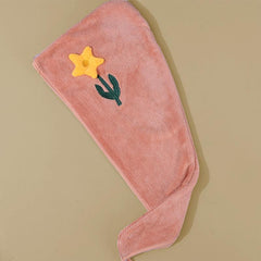 Flower Embroidered Hair Towel Coral Velvet Hair Drying Cap
