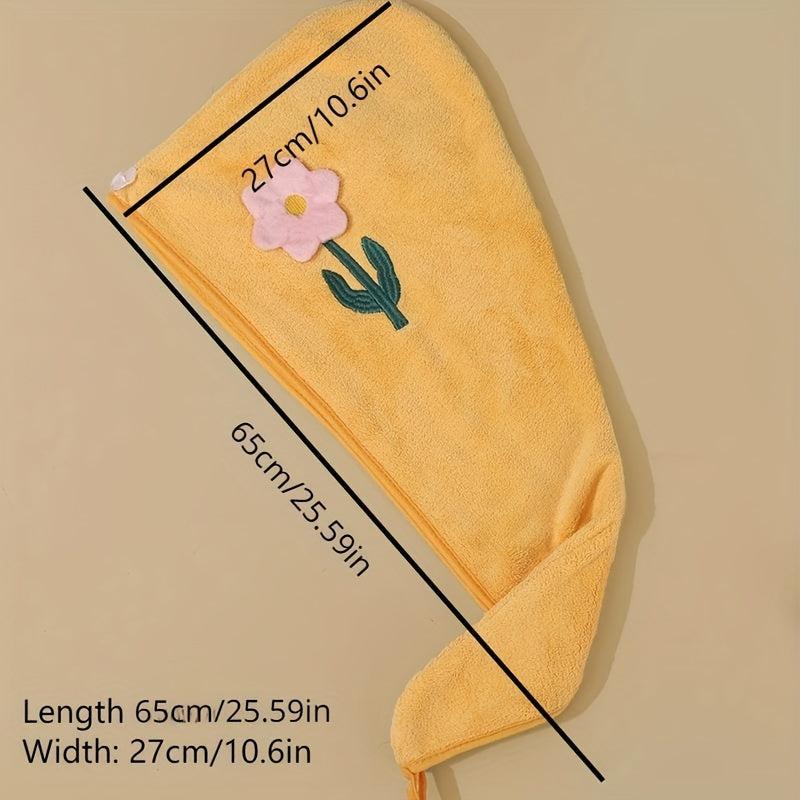 Flower Embroidered Hair Towel Coral Velvet Hair Drying Cap