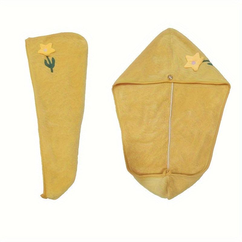Flower Embroidered Hair Towel Coral Velvet Hair Drying Cap