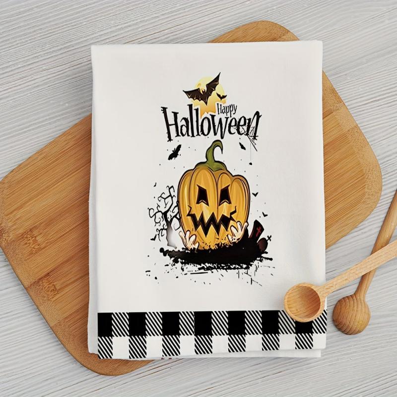 Halloween Pattern Dish Towels Set Pumpkin Dish Cloths Home Decoration Towels